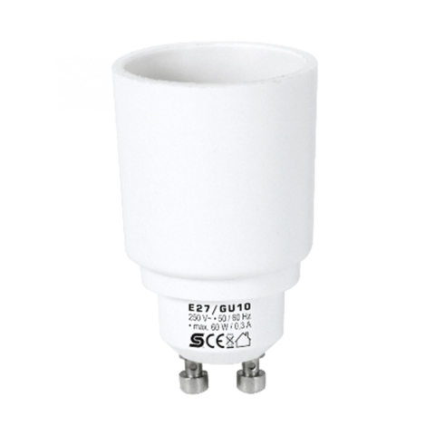 Electrice - Adaptor soclu E14 mama la mufa GU10 tata 60W 0.3A alb HOME - IoElectronice.ro