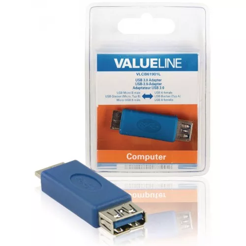 Adaptor USB 3.0 Micro USB B tata - USB A mama Valueline, culoare albastră, conectivitate rapidă. [2]