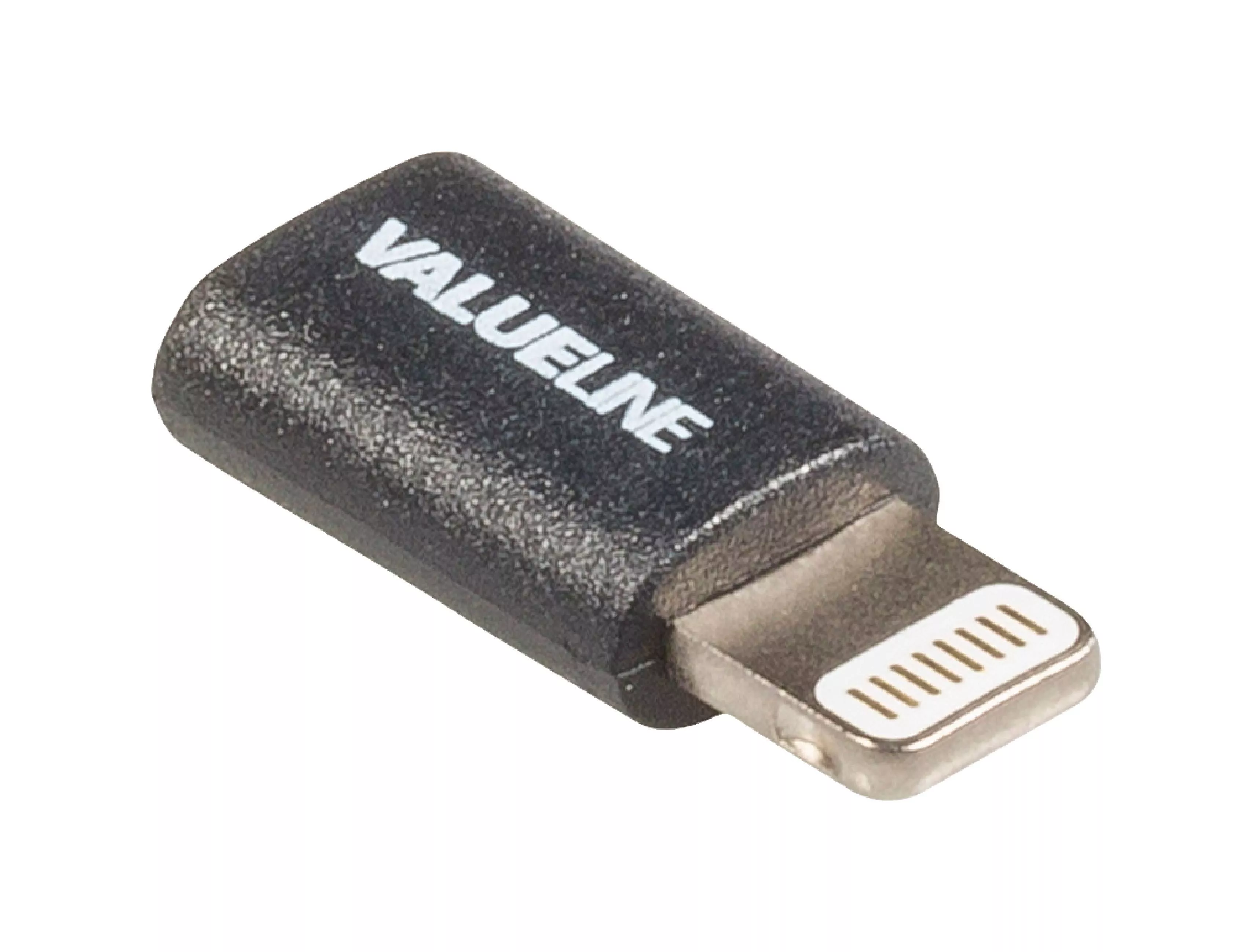 Adaptor USB Lightning tata - micro USB mama negru Valueline, standard USB 2.0, compatibil Apple, lungime 20 cm [1]