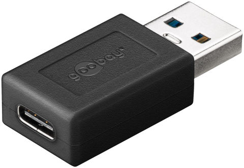 Cabluri telefon-tableta - Adaptor USB3.0 SuperSpeed USB-A tata - USB-C mama negru Goobay 45400 – IoElectronice.ro