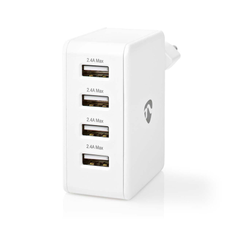 Incarcatoare retea - Alimentator NEDIS 220V, 24W, 2x2.4A, 2x1A, 4xUSB, alb, Euro CEE 7/16, tensiune 230V AC, ieșire 5V USB.
