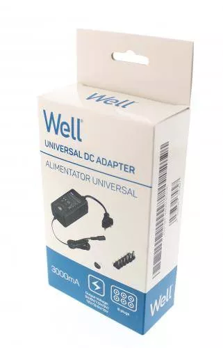 Alimentator 3000mA 5-15V 3A 6 mufe Well, negru, pentru diverse dispozitive electronice [1]