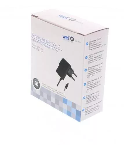 Alimentator AC/DC 12V 1A conector DC 5.5x2.1x10mm Well, 1000 mAh, 24 luni garanție persoane fizice [1]