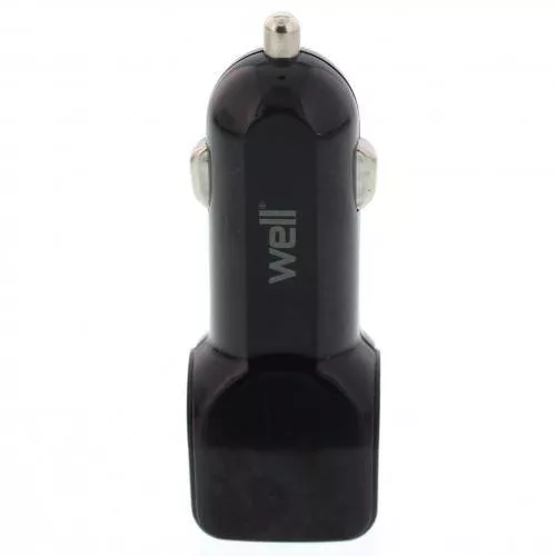 Alimentator USB bricheta auto Well, 2 ieșiri, 2.4A, negru, tip auto, 24 luni garanție persoane fizice [1]