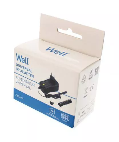 Alimentator universal în comutatie 2250mA 3-12V 2.25A 6 mufe Well negru [1]