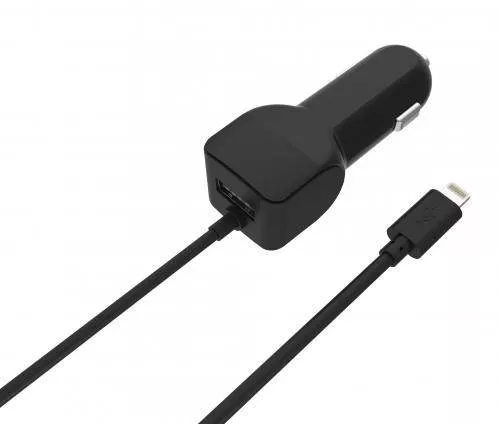 Accesorii Auto - Alimentator USB brichetă auto cu cablu Lighting 2 ieșiri 2.4A negru Well – IoElectronice.ro