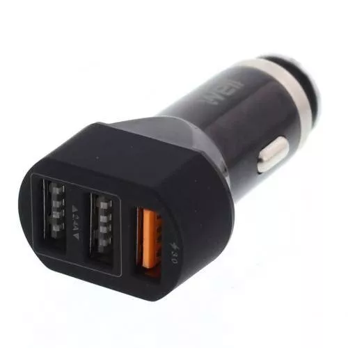 Accesorii Auto - Alimentator USB bricheta auto Quick Charge 3 iesiri 28W negru Well - IoElectronice.ro