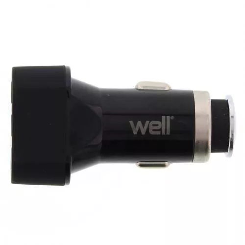 Alimentator USB bricheta auto Quick Charge 3.0 28W 3 x USB negru Well 12V/24V DC [1]