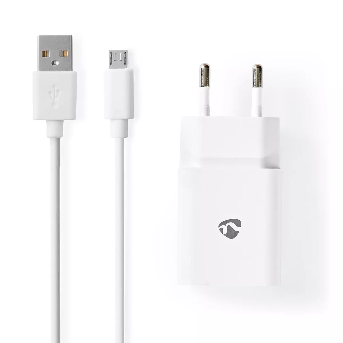 Incarcatoare retea - Alimentator USB Nedis 2.1A cu cablu micro USB inclus – Încărcare rapidă pentru smartphone și tablete alb
