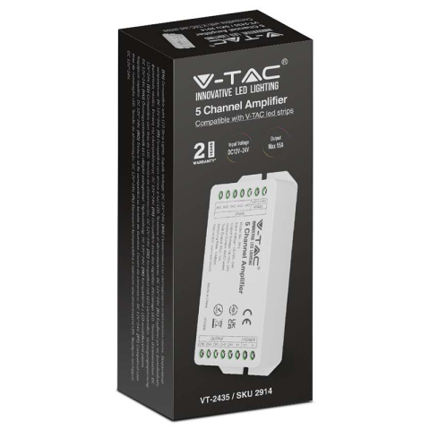 Amplificator bandă LED 5 canale 15A V-tac SKU-2914, culoare albă, 24 luni garanție persoane fizice [1]