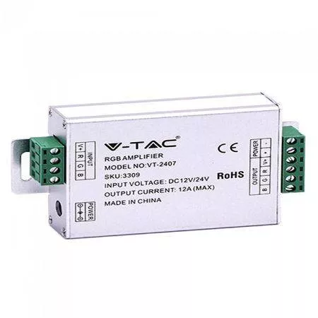 Controller banda LED - Amplificator bandă LED RGB 12/24VDC 12A 3 canale x4A V-TAC – IoElectronice.ro