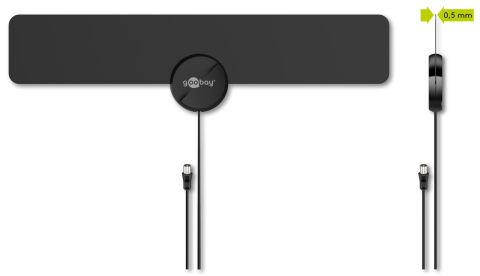 Antena interior Full HD 16dBi filtru GSM/LTE Goobay 67183 neagră, optimizată pentru recepție digitală. [3]