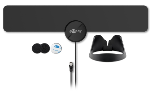 Antena interior Full HD 16dBi filtru GSM/LTE Goobay 67183 neagră, optimizată pentru recepție digitală. [2]
