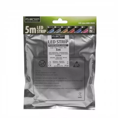 Banda LED 5m 60 LED alb mediu 4.8W/m PHENOM, garanție 24 luni persoane fizice [2]