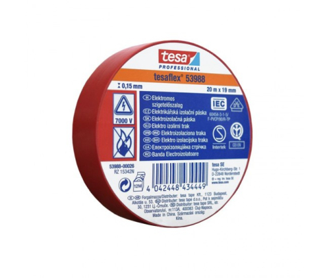Banda izolatoare - Banda adezivă izolatoare 19mm x 20m roșu Tesa T-53988-26 – IoElectronice.ro