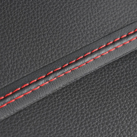 Banda decorativă pentru interior auto, piele ecologică, 2m, neagră cu cusătură roșie, ușor de instalat și elegantă [6]