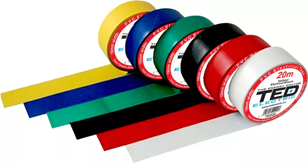 Scule mentenanta - Banda electroizolatoare TED 19mm x 20metri galben-verde