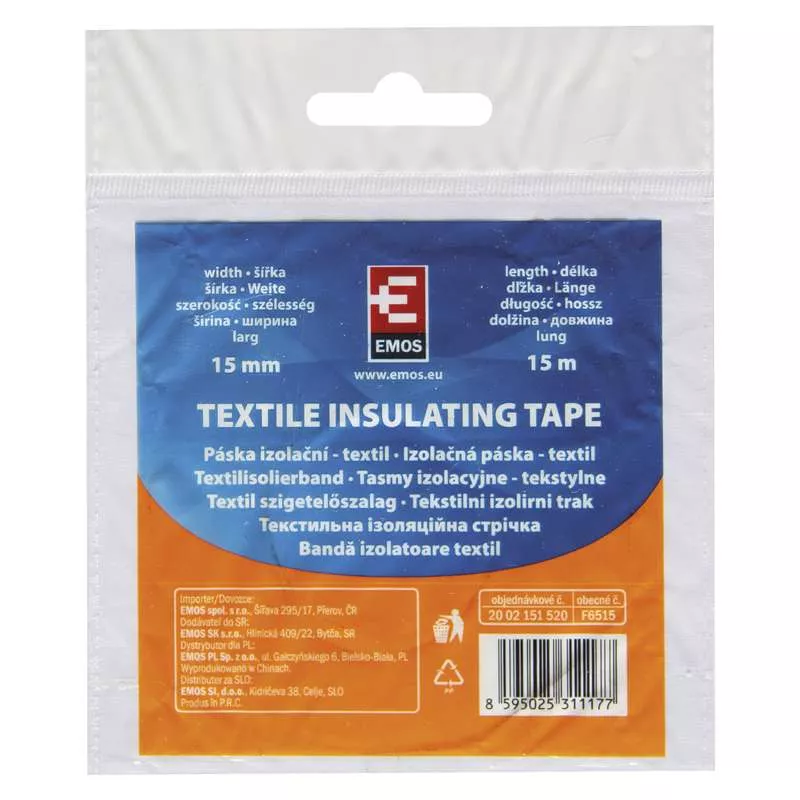 Banda adezivă izolatoare textilă 15m x 15mm negru F6515 EMOS [1]