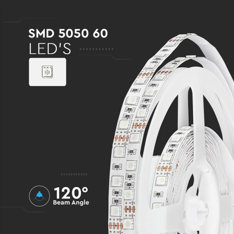 Banda LED 12V SMD5050 60LED/m 7W/m 900lm RGB IP20 5m V-TAC SKU-212120 – IoElectronice.ro [3]