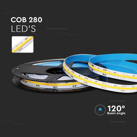 Banda LED COB 24V 10W/m 4000K 5m V-TAC SKU-212653 iluminare alb mediu [1]