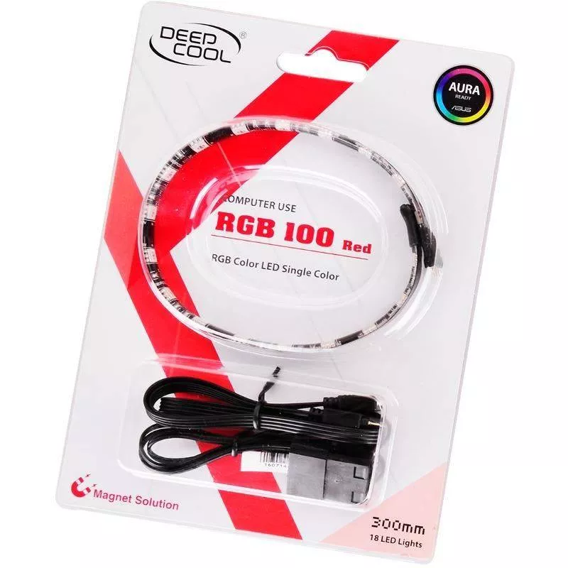 Banda LED Deepcool 100 roșie 30cm Molex 5.25, iluminare LED, accesorii PC, 24 luni garanție [1]