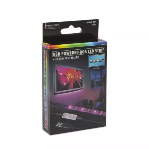 Banda LED RGB Phenom pentru iluminare fundal TV 24-60" cu conector USB A, tip bec LED, multicolore. [3]