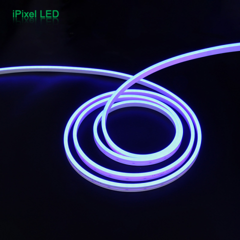 Banda LED NEON albastru 2835 24V 120LED/m 5m IP65 iPixel 27 lumen/m 8W/m [2]