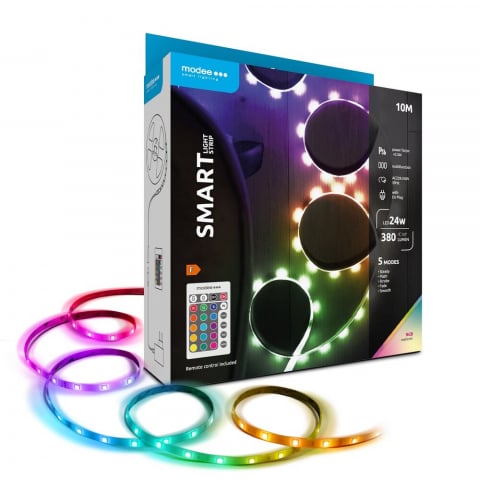 Banda LED - Banda LED Smart Modee 24W RGB 10m cu telecomandă, IP20, iluminare vibrantă pentru interior