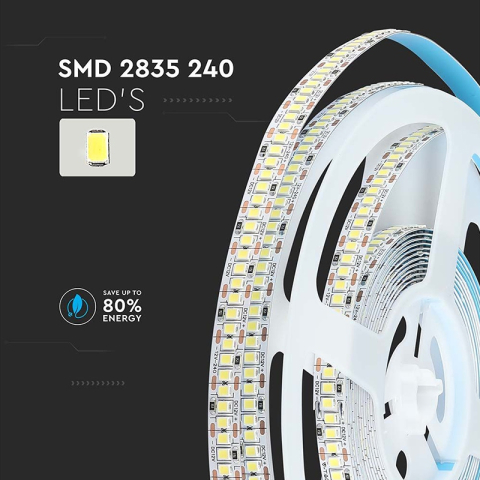 Banda LED SMD2835 12V 20W/m 240LED/m 3000K 5M V-TAC SKU-212164 iluminare alb caldă [3]