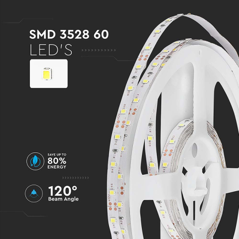 Banda LED SMD3528 roșu IP20 5m V-tac SKU-212015 iluminare decorativă 24 luni garanție [3]