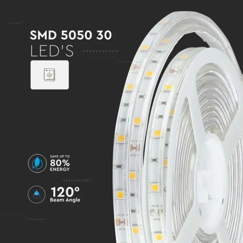 Banda LED SMD5050 RGB 30LED/m 70lm/m IP65 5M V-TAC 12V 4W/m [2]