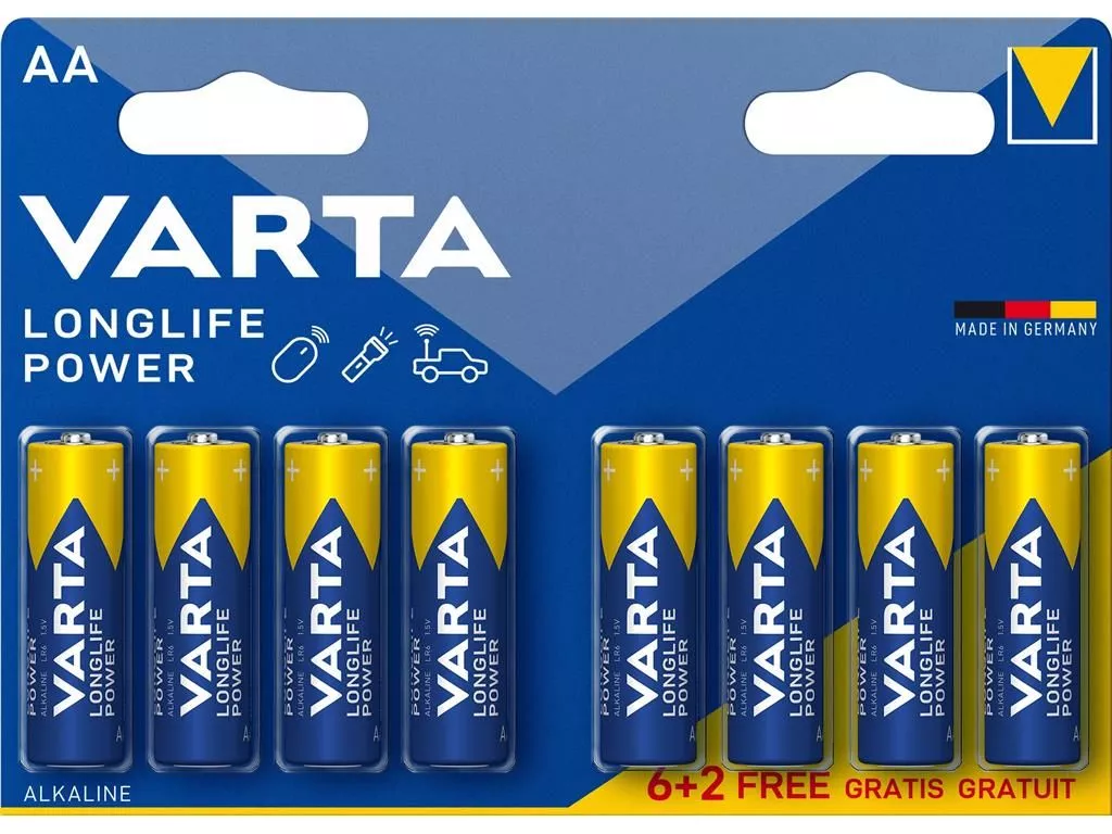Baterii - Baterii R6 AA Alkaline Varta 8buc – Putere Longlife pentru Dispozitive Diverse