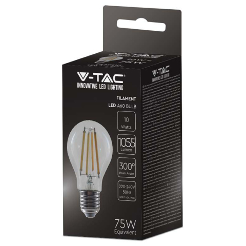 Bec A60 E27 FILAMENT LED 12W 1521lm 6500K alb rece V-tac SKU-217460 – IoElectronice.ro [1]