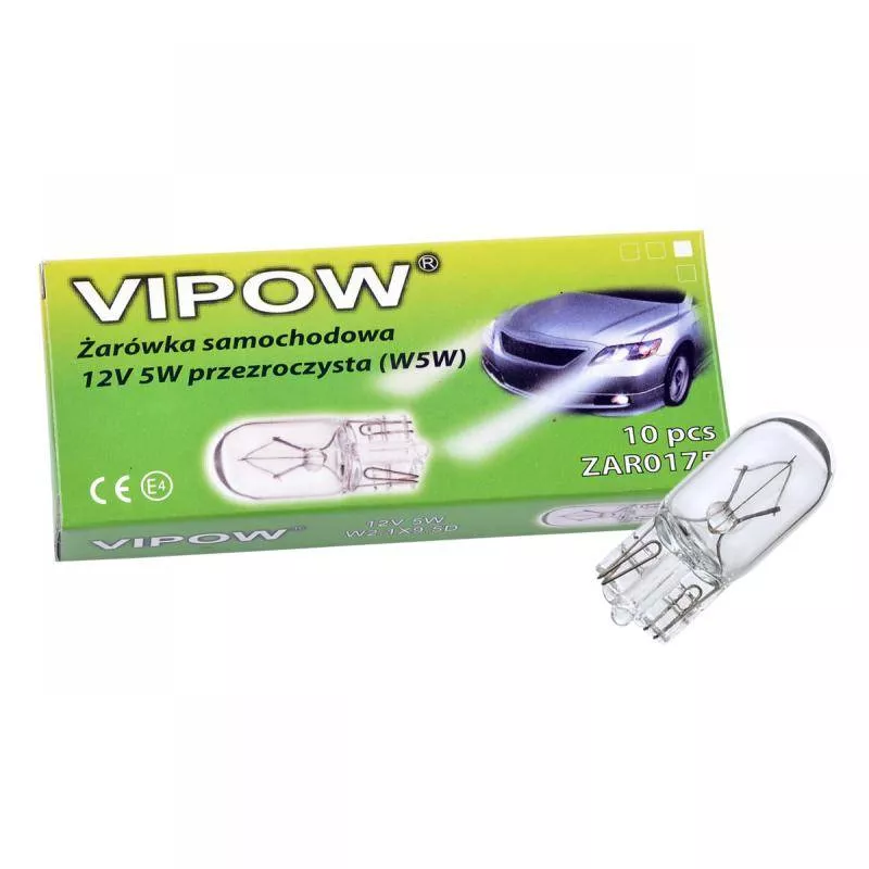 Bec auto 12V 5W alb clar W5W REBEL soclu W2.1x9.5D utilizare auto [1]