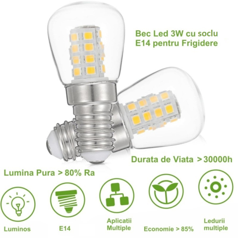 Becuri - Bec E14 LED 3W pentru frigider -20C +45 230-038 – IoElectronice.ro