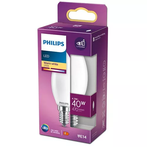 Becuri - Bec LED filament 4.3W E14 B35 470lm 2700K lumina calda