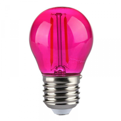 Iluminat festiv - Bec LED G45 E27 2W cu filament roz, durată 20.000 ore, design elegant, iluminare ambientală, IP20, V-tac SKU-217410