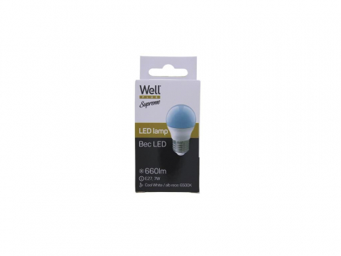 Bec LED G45 E27 7W 660lm Lumina Rece 6500K, Economie Energie, Durată 25.000h, Ideal pentru Iluminat Modern [1]
