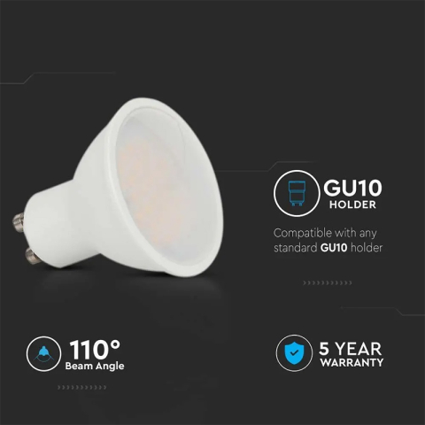 Bec LED GU10 4.5W 4000K alb neutru, cip SAMSUNG, V-TAC, durată 20.000h, flux 400lm, IP20 [4]