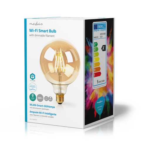 Bec Wi-Fi Smart LED E27 125mm 5W 500lm 2700K auriu Nedis [3]