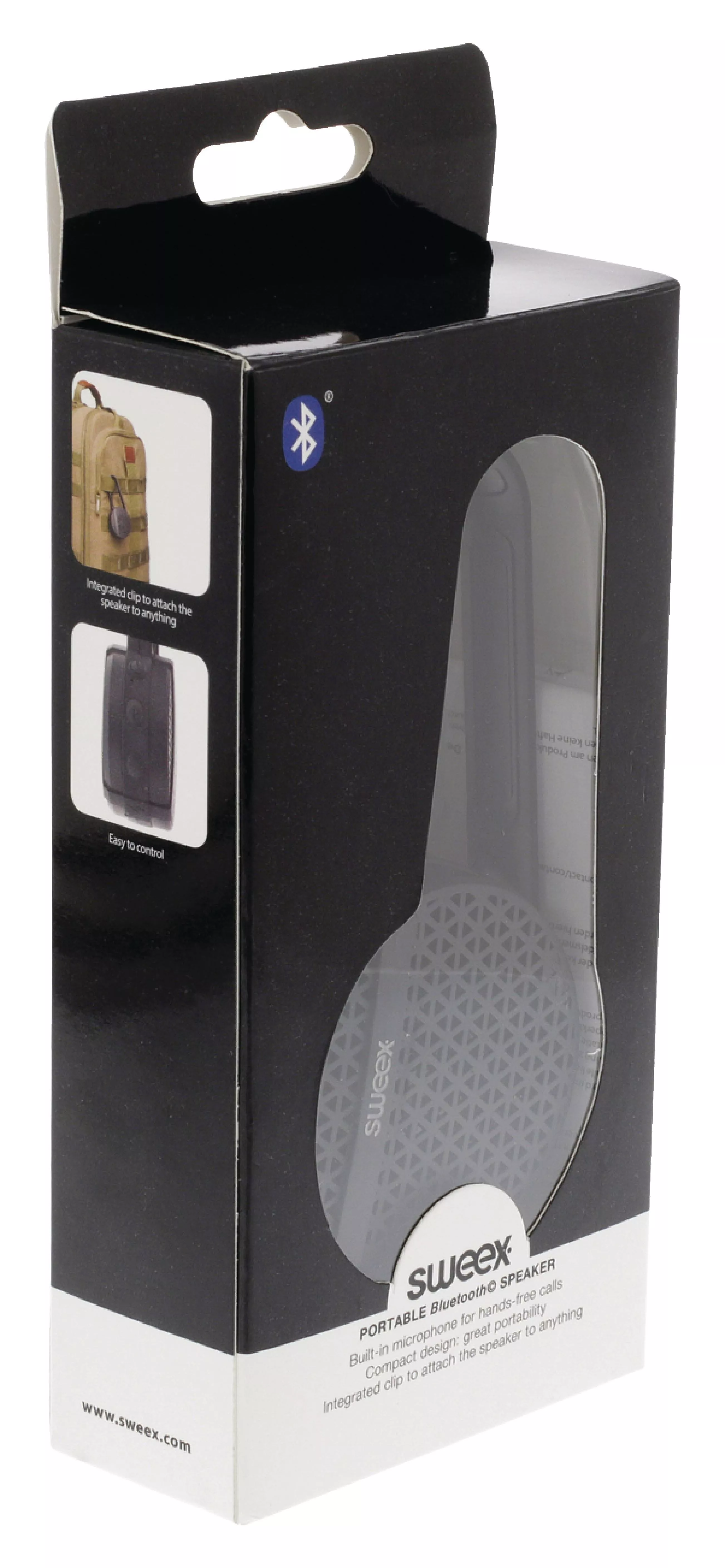 Boxă bluetooth portabilă Sweex 3W cu clip pentru atașare, negru, 5V micro USB, 0.5Ah, garanție 24 luni. [2]