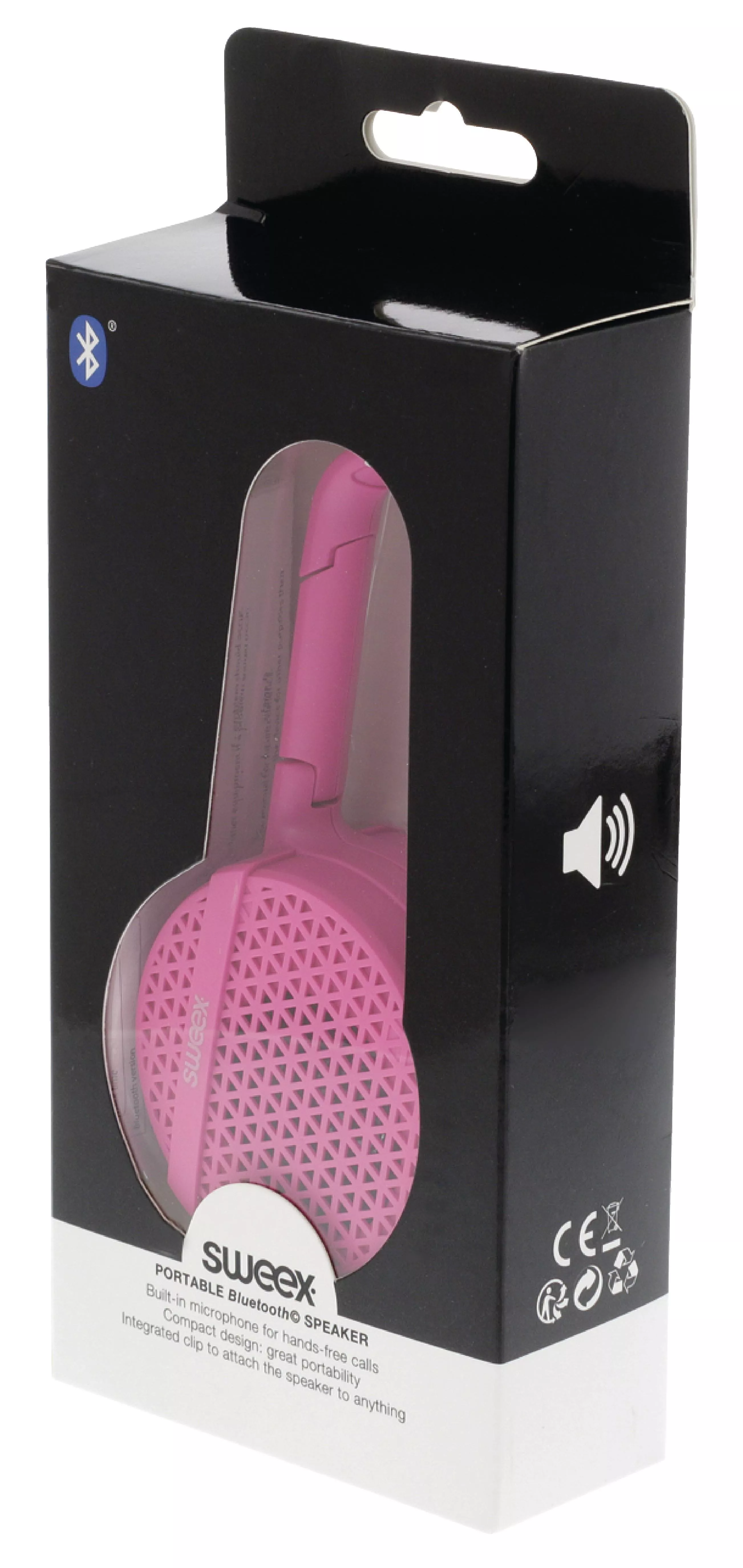 Boxă bluetooth portabilă Sweex 3W roz cu clip pentru atașare, tensiune 5V micro USB, garanție 24 luni. [2]