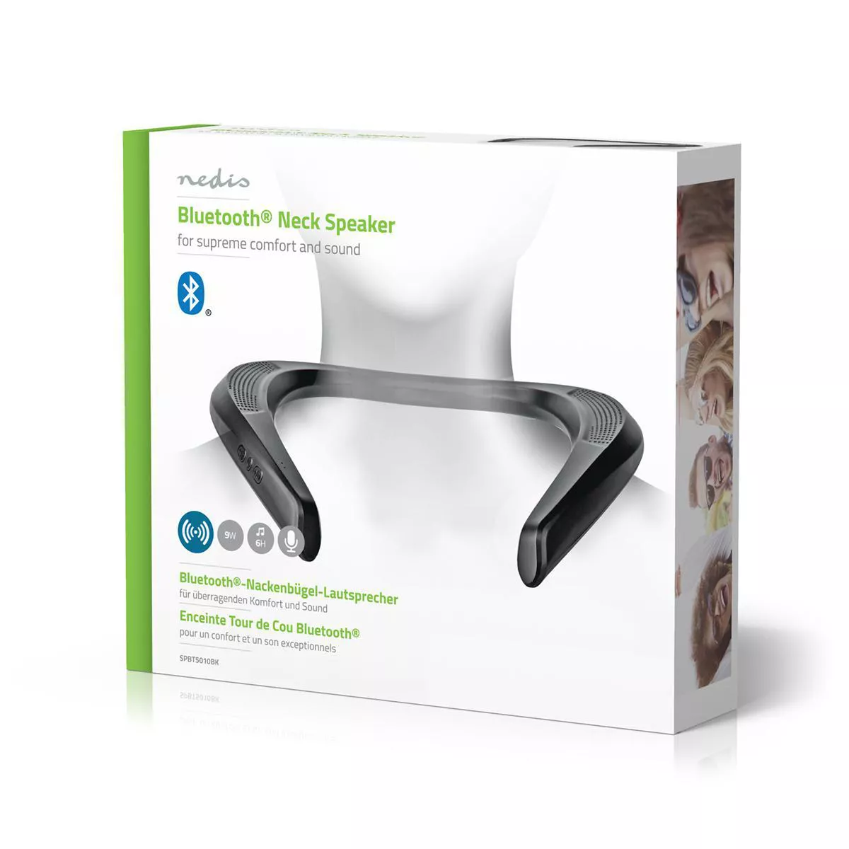 Boxă portabilă pe gât Nedis Bluetooth 2x4.5W stereo negru, versiune 5.0, putere 4.5W, garanție 24 luni [8]