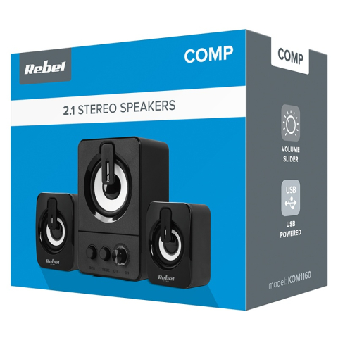Boxe PC 2.1 REBEL CS-50 5W subwoofer 2x3W alimentare USB 5V control volum bas înalte [3]