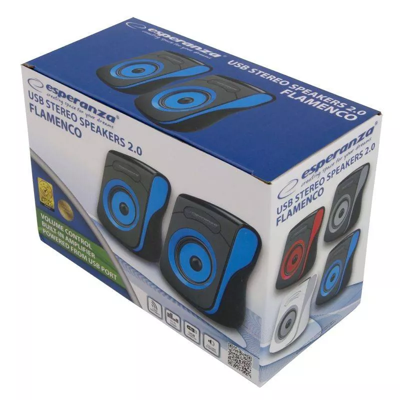 Boxe STEREO 2.0 negru-albastru Esperanza model FLAMENCO, garanție 24 luni persoane fizice [1]