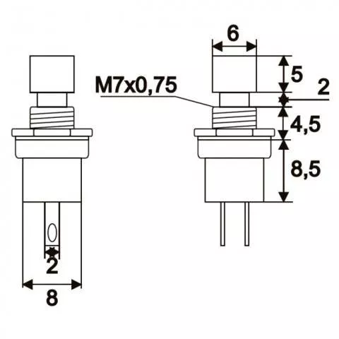 Buton 1 Circuit 1.5A 250V OFF-(ON) Negru – Comutator Fără Retinere pentru Echipamente Electrice [1]