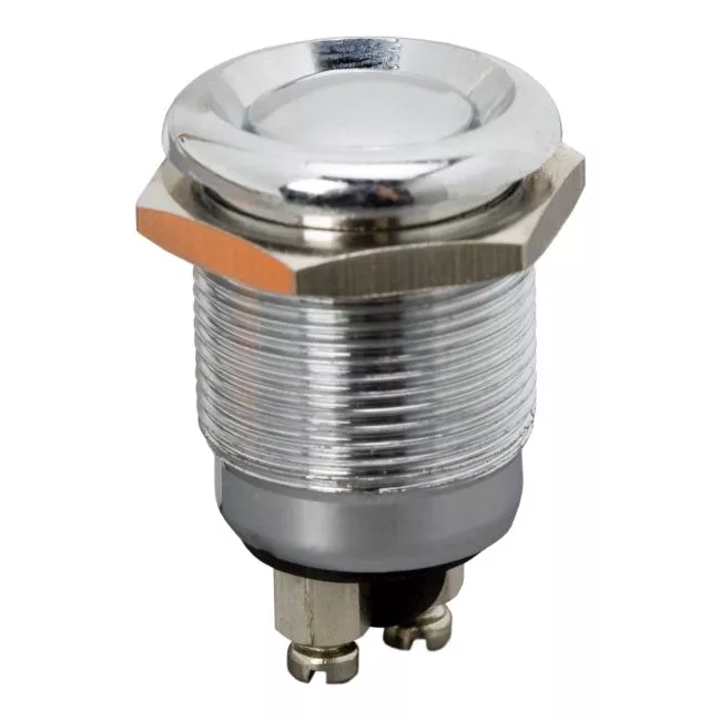 Intrerupatoare-Relee - Buton 1 circuit 2A 250V rezistent la apă, metal, OFF-(ON), fără reținere, pentru aplicații sigure și durabile
