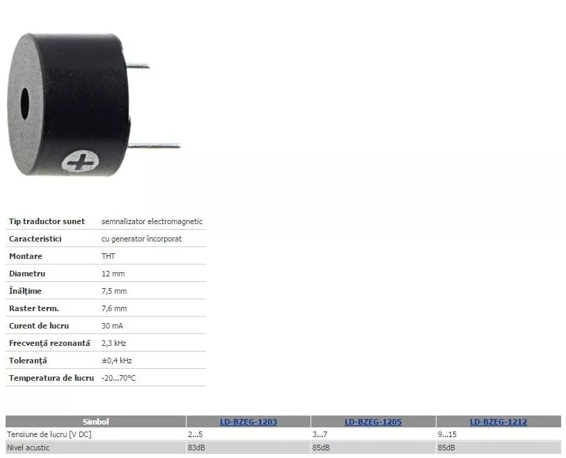 Buzzer semnalizator electromagnetic 3.1KHZ 12V OEM accesoriu pentru sisteme de alarmă și semnalizare [1]