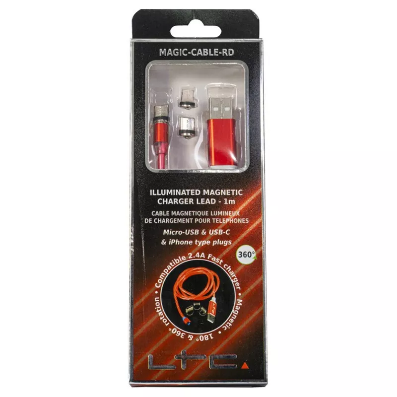 Cablu 3in1 USB Type C, iPhone, Micro USB 1m, LED roșu, OEM [3]