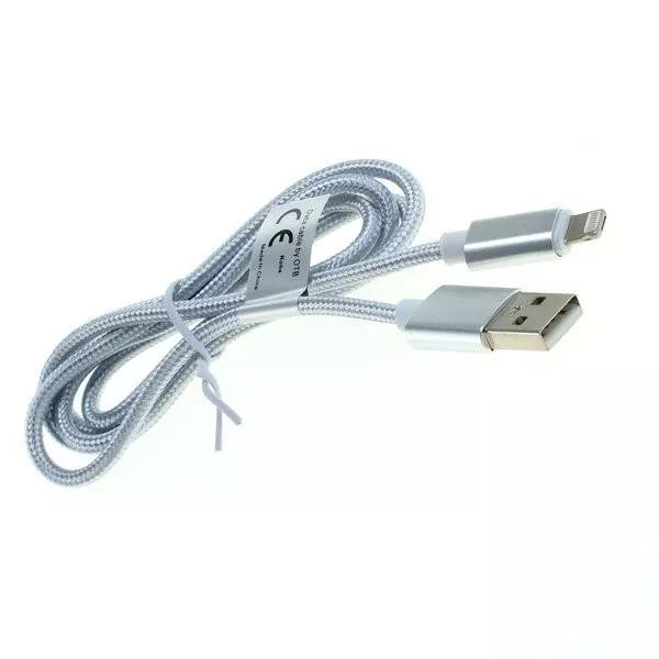 Cablu USB 1m micro USB + Lightning Apple 2.1A, USB 2.0, argintiu, conectori micro USB tata și Apple [1]
